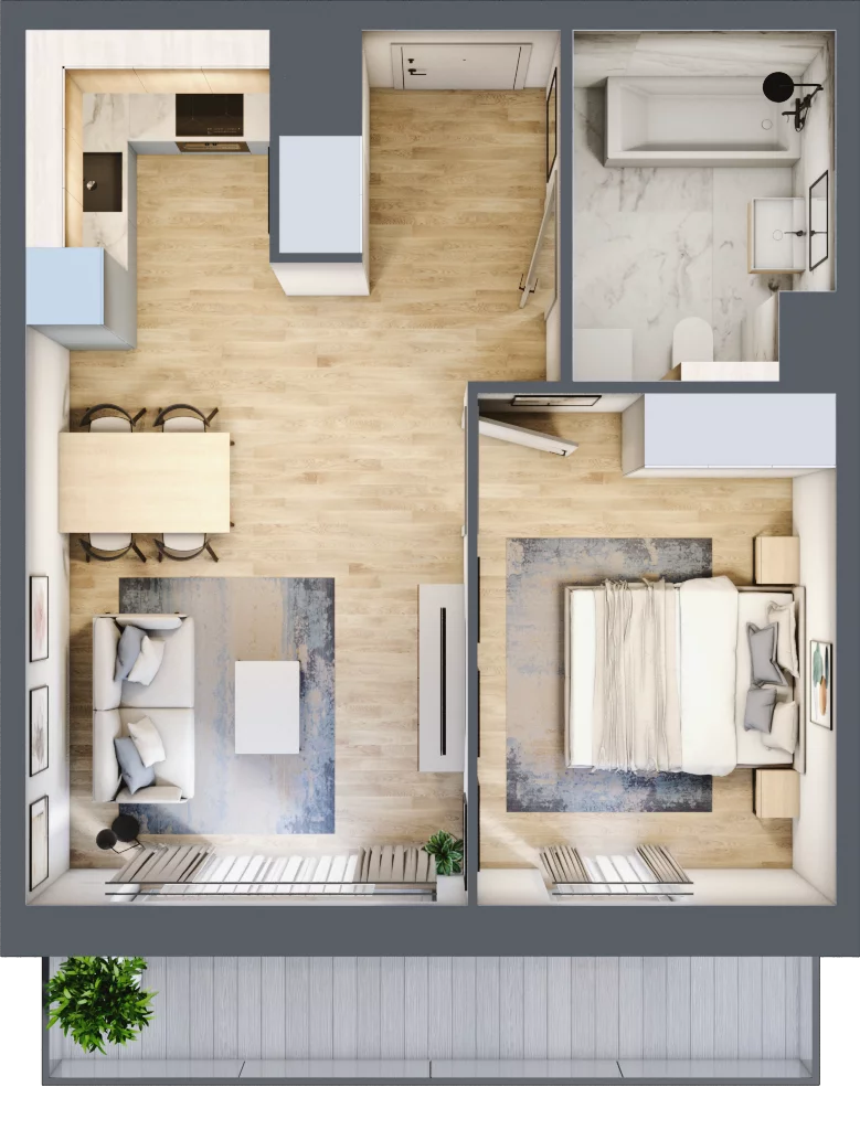 2 pokoje, mieszkanie 40,98 m², piętro 6, oferta nr A/123, Osiedle przy Wielickiej, Kraków, Bieżanów-Prokocim, ul. Marii Orwid 1