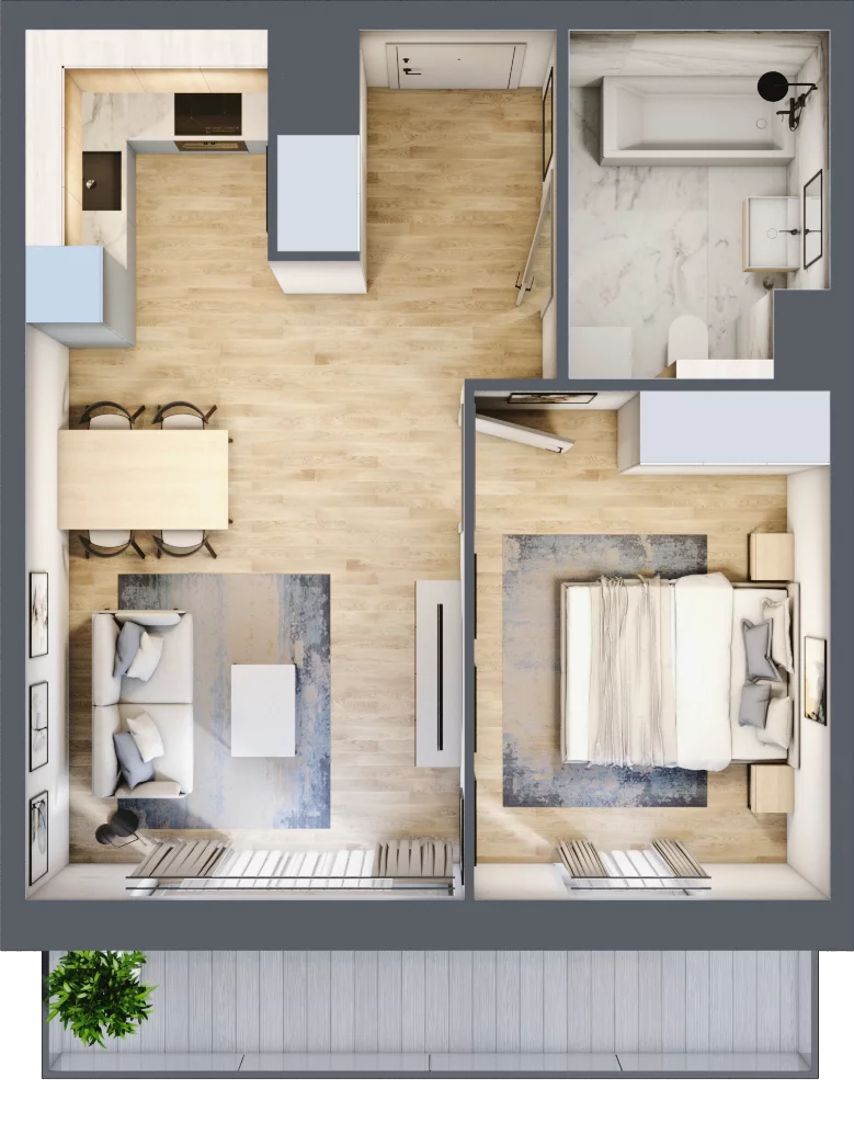 2 pokoje, mieszkanie 41,17 m², piętro 6, oferta nr A/122, Osiedle przy Wielickiej, Kraków, Bieżanów-Prokocim, ul. Marii Orwid 1