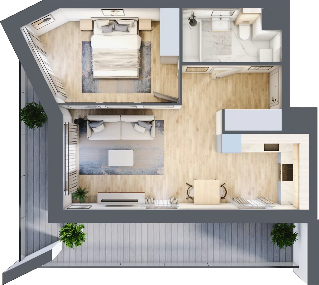 2 pokoje, mieszkanie 45,99 m², piętro 5, oferta nr A/55, Osiedle przy Wielickiej, Kraków, Bieżanów-Prokocim, ul. Marii Orwid 1