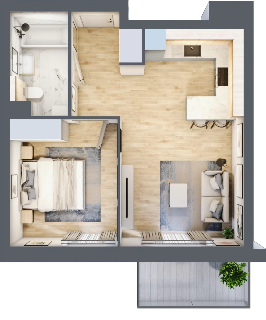 2 pokoje, mieszkanie 42,76 m², piętro 4, oferta nr A/39, Osiedle przy Wielickiej, Kraków, Bieżanów-Prokocim, ul. Marii Orwid 1