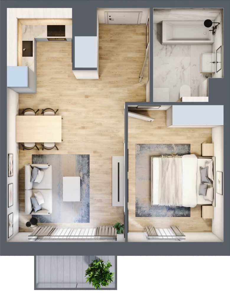2 pokoje, mieszkanie 40,97 m², piętro 3, oferta nr A/108, Osiedle przy Wielickiej, Kraków, Bieżanów-Prokocim, ul. Marii Orwid 1