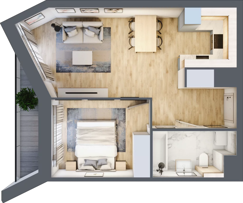 2 pokoje, mieszkanie 42,71 m², piętro 2, oferta nr A/20, Osiedle przy Wielickiej, Kraków, Bieżanów-Prokocim, ul. Marii Orwid 1