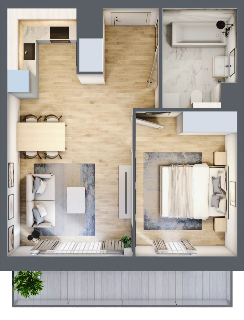 2 pokoje, mieszkanie 40,97 m², piętro 5, oferta nr A/118, Osiedle przy Wielickiej, Kraków, Bieżanów-Prokocim, ul. Marii Orwid 1