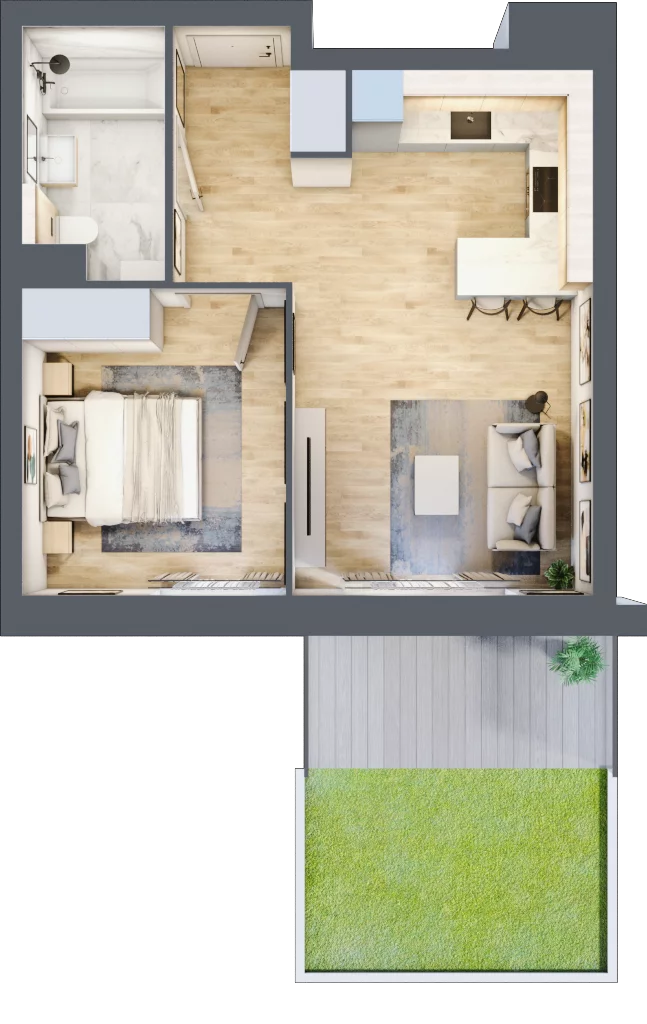 2 pokoje, mieszkanie 39,89 m², piętro 2, oferta nr A/16, Osiedle przy Wielickiej, Kraków, Bieżanów-Prokocim, ul. Marii Orwid 1