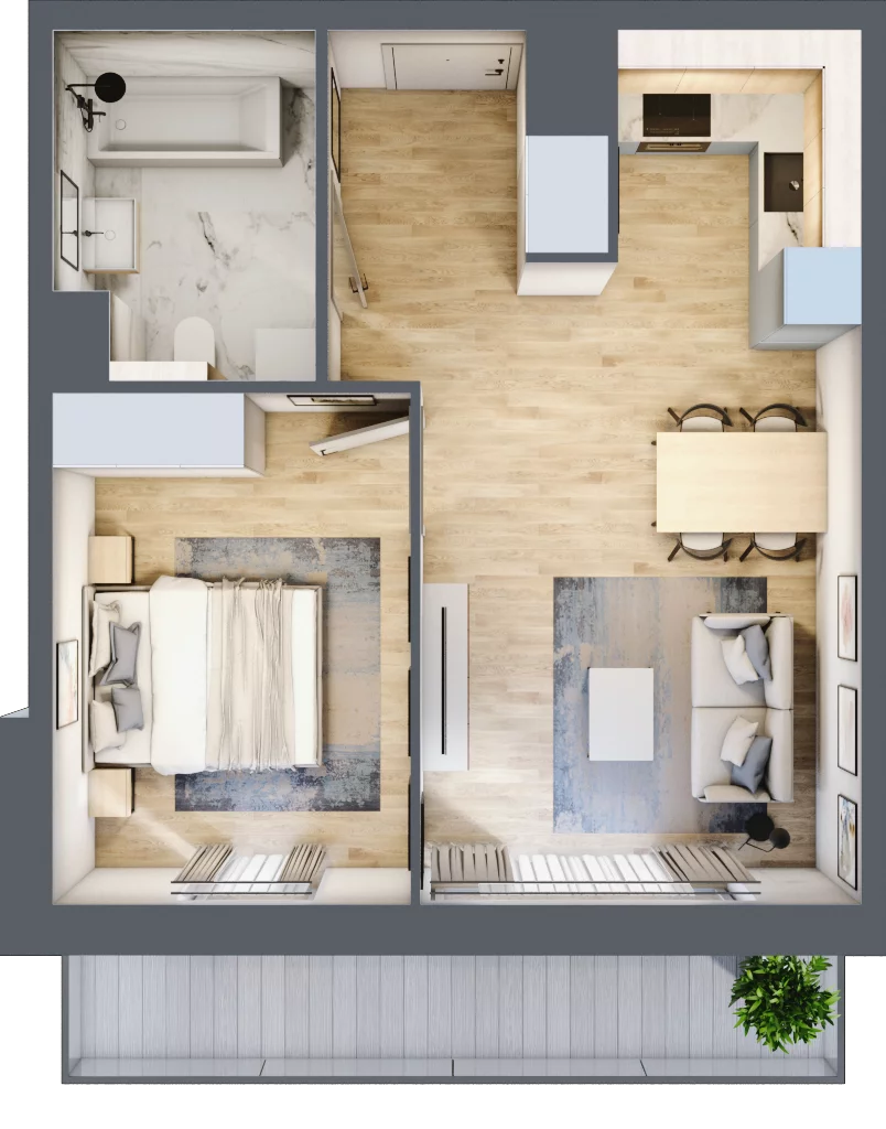 2 pokoje, mieszkanie 41,17 m², piętro 4, oferta nr A/85, Osiedle przy Wielickiej, Kraków, Bieżanów-Prokocim, ul. Marii Orwid 1