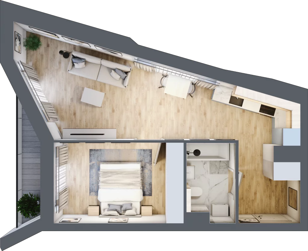 2 pokoje, mieszkanie 48,19 m², piętro 4, oferta nr A/48, Osiedle przy Wielickiej, Kraków, Bieżanów-Prokocim, ul. Marii Orwid 1