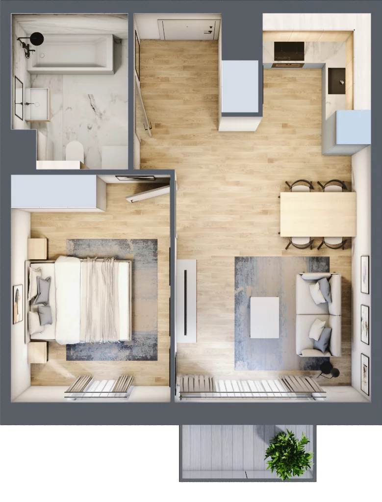 2 pokoje, mieszkanie 41,17 m², piętro 3, oferta nr A/81, Osiedle przy Wielickiej, Kraków, Bieżanów-Prokocim, ul. Marii Orwid 1