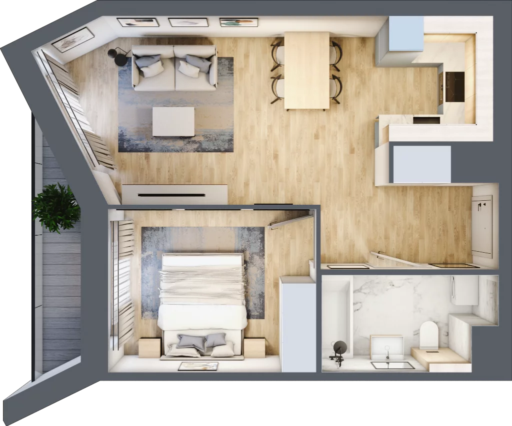 2 pokoje, mieszkanie 42,53 m², piętro 1, oferta nr A/10, Osiedle przy Wielickiej, Kraków, Bieżanów-Prokocim, ul. Marii Orwid 1