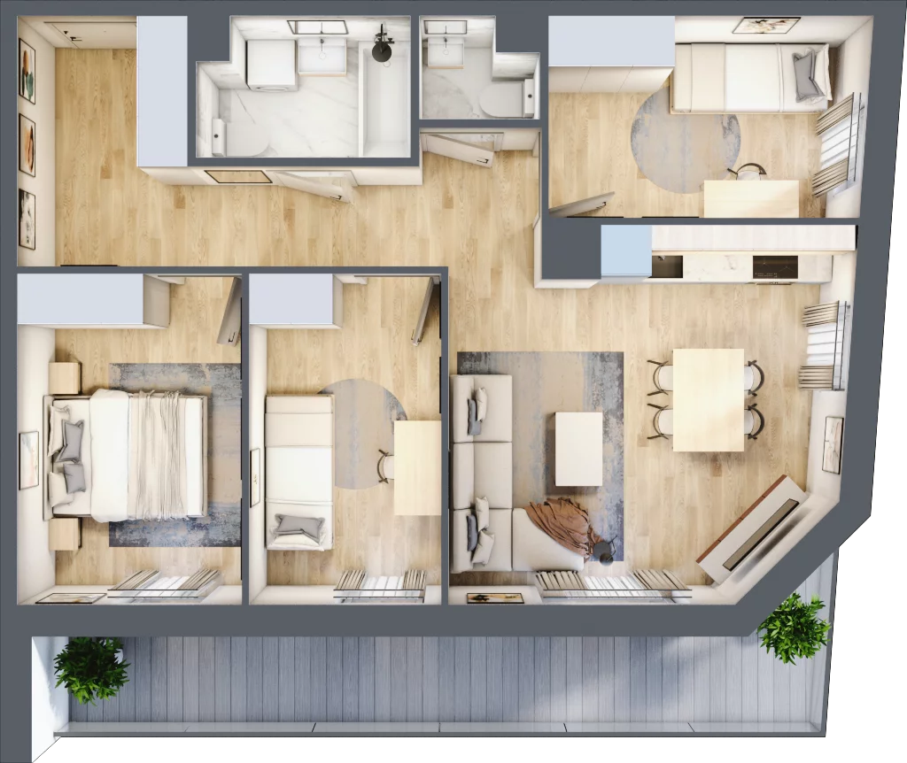 4 pokoje, mieszkanie 66,26 m², piętro 3, oferta nr A/82, Osiedle Międzyleska 3, Wrocław, Tarnogaj, Krzyki, ul. Międzyleska