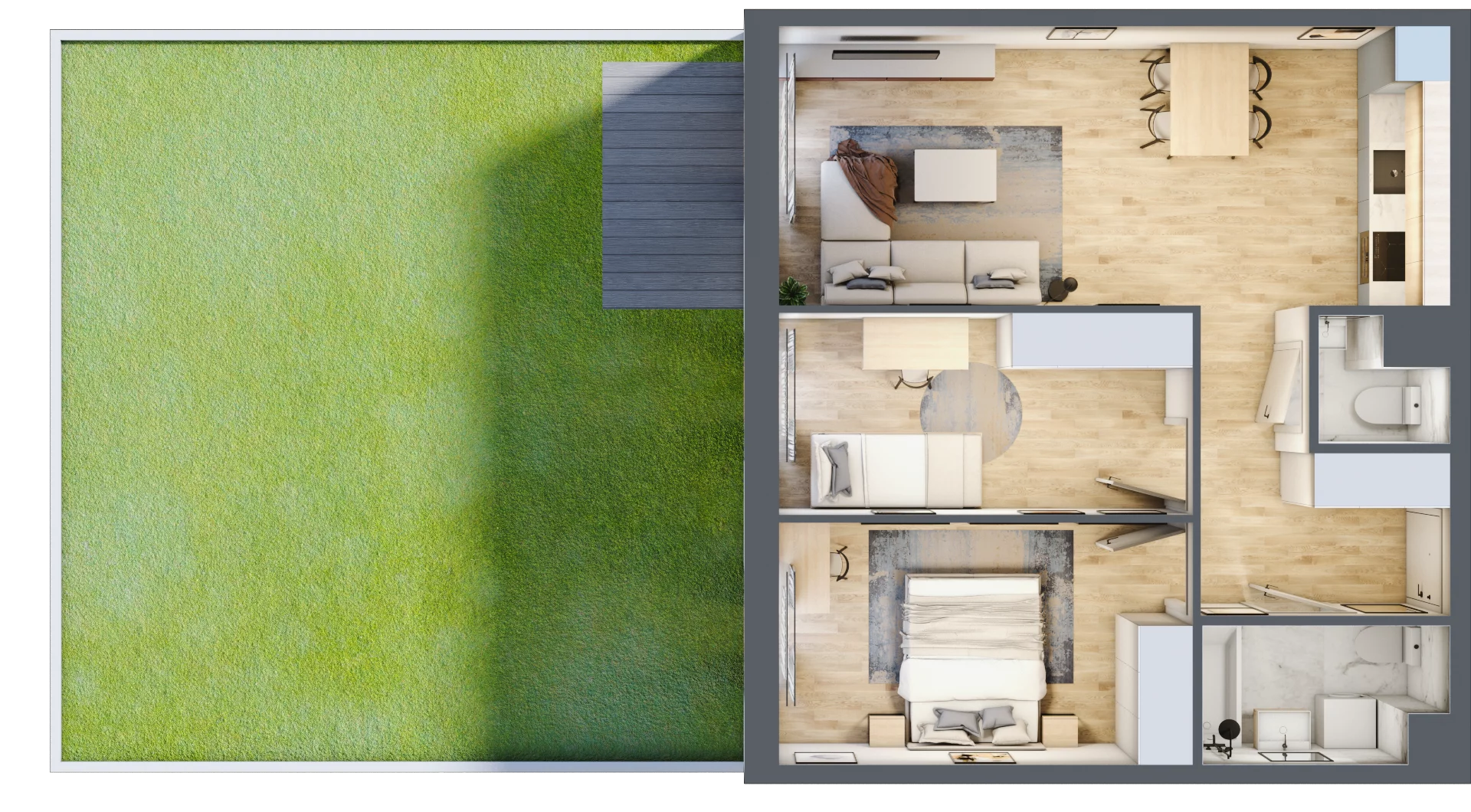 3 pokoje, mieszkanie 57,54 m², parter, oferta nr A/4, Osiedle Międzyleska 3, Wrocław, Tarnogaj, Krzyki, ul. Międzyleska