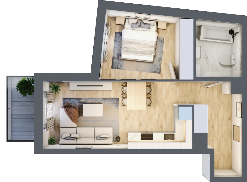 2 pokoje, mieszkanie 44,31 m², piętro 1, oferta nr A/11, Osiedle Międzyleska 3, Wrocław, Tarnogaj, Krzyki, ul. Międzyleska