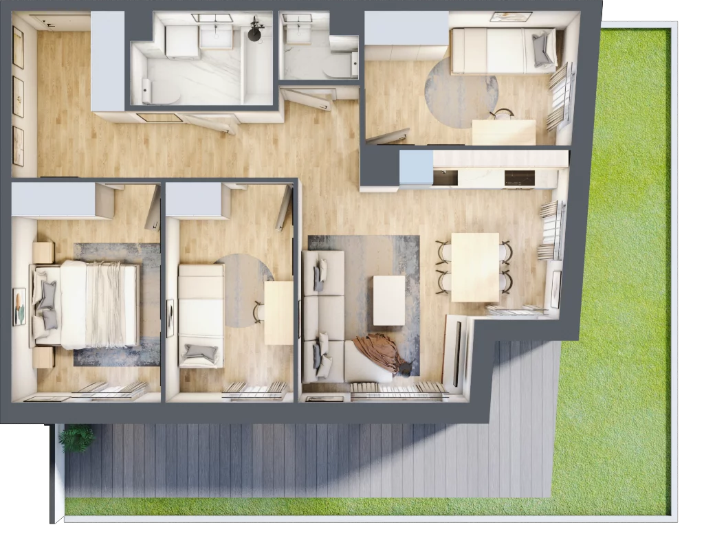 4 pokoje, mieszkanie 64,73 m², parter, oferta nr A/67, Osiedle Międzyleska 3, Wrocław, Tarnogaj, Krzyki, ul. Międzyleska