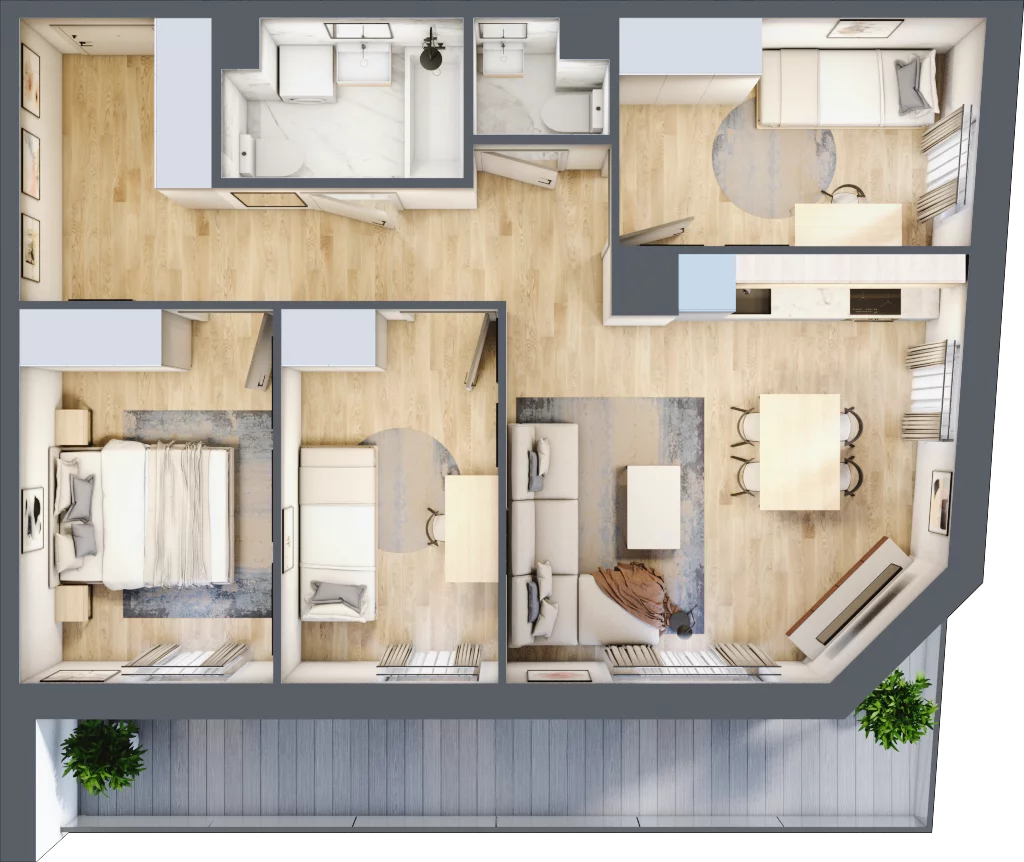 4 pokoje, mieszkanie 66,26 m², piętro 2, oferta nr A/76, Osiedle Międzyleska 3, Wrocław, Tarnogaj, Krzyki, ul. Międzyleska