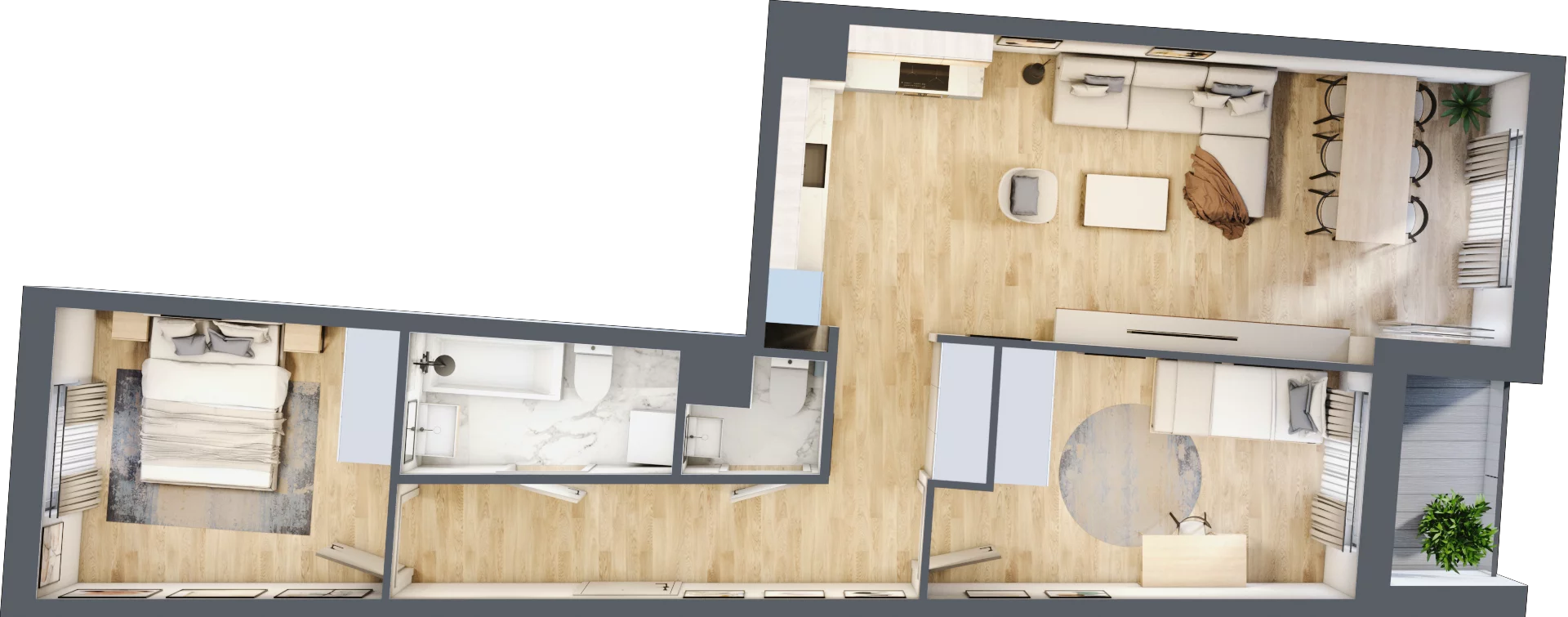 3 pokoje, mieszkanie 66,89 m², piętro 2, oferta nr A/74, Osiedle Międzyleska 3, Wrocław, Tarnogaj, Krzyki, ul. Międzyleska