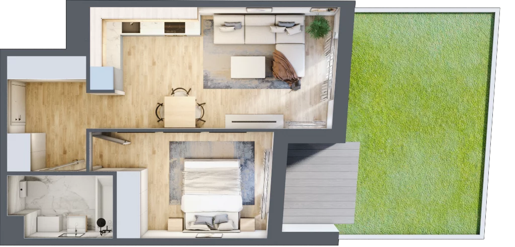2 pokoje, mieszkanie 42,80 m², parter, oferta nr A/66, Osiedle Międzyleska 3, Wrocław, Tarnogaj, Krzyki, ul. Międzyleska
