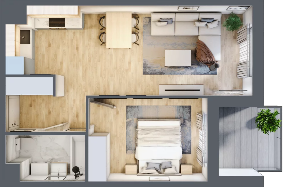 2 pokoje, mieszkanie 42,49 m², piętro 4, oferta nr A/47, Osiedle Międzyleska 3, Wrocław, Tarnogaj, Krzyki, ul. Międzyleska