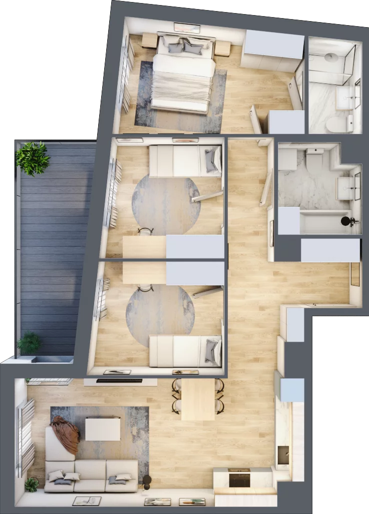 4 pokoje, mieszkanie 76,27 m², piętro 2, oferta nr A/21, Osiedle Międzyleska 3, Wrocław, Tarnogaj, Krzyki, ul. Międzyleska