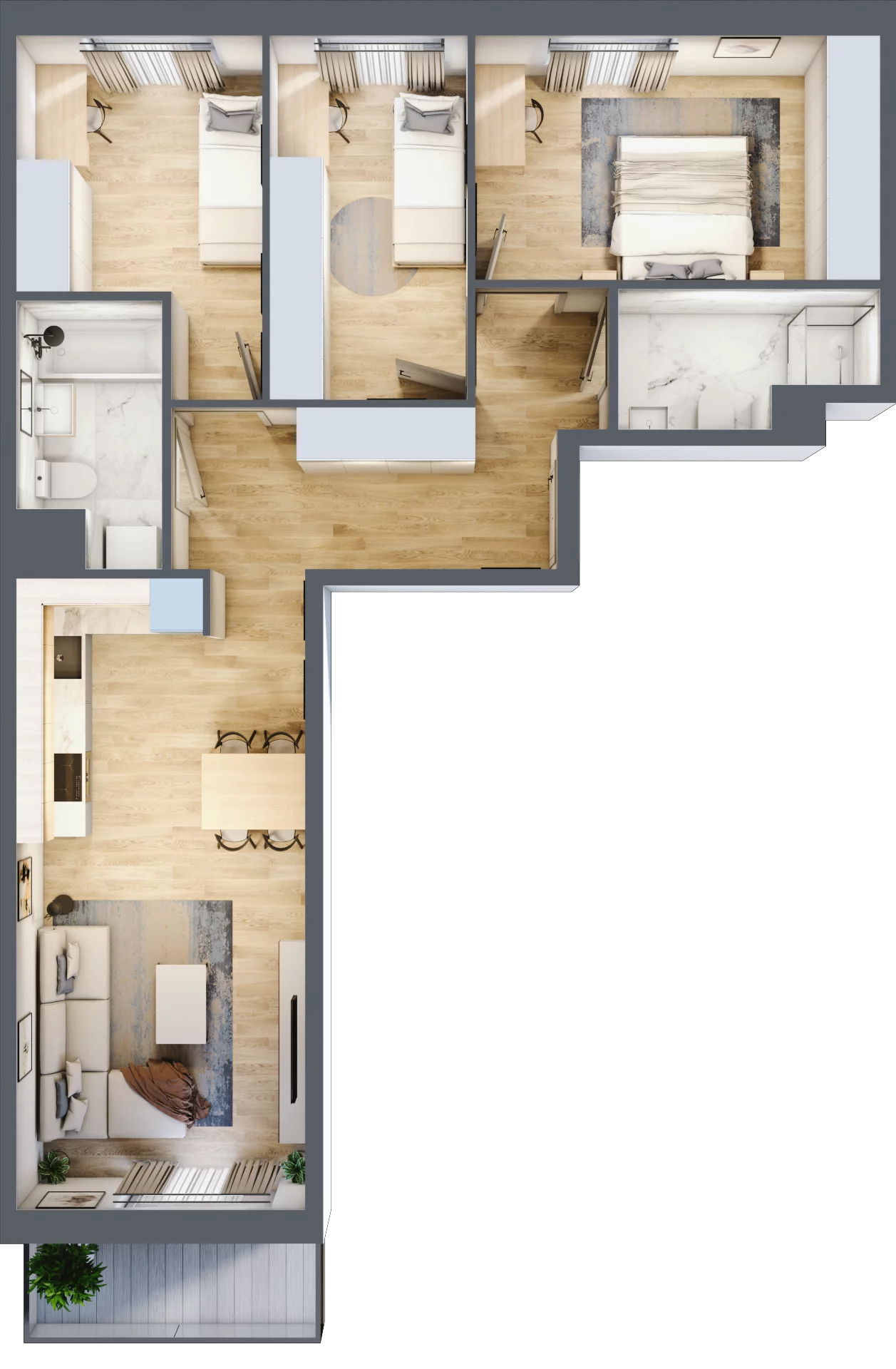 4 pokoje, mieszkanie 73,53 m², piętro 1, oferta nr A/73, Osiedle Międzyleska 3, Wrocław, Tarnogaj, Krzyki, ul. Międzyleska