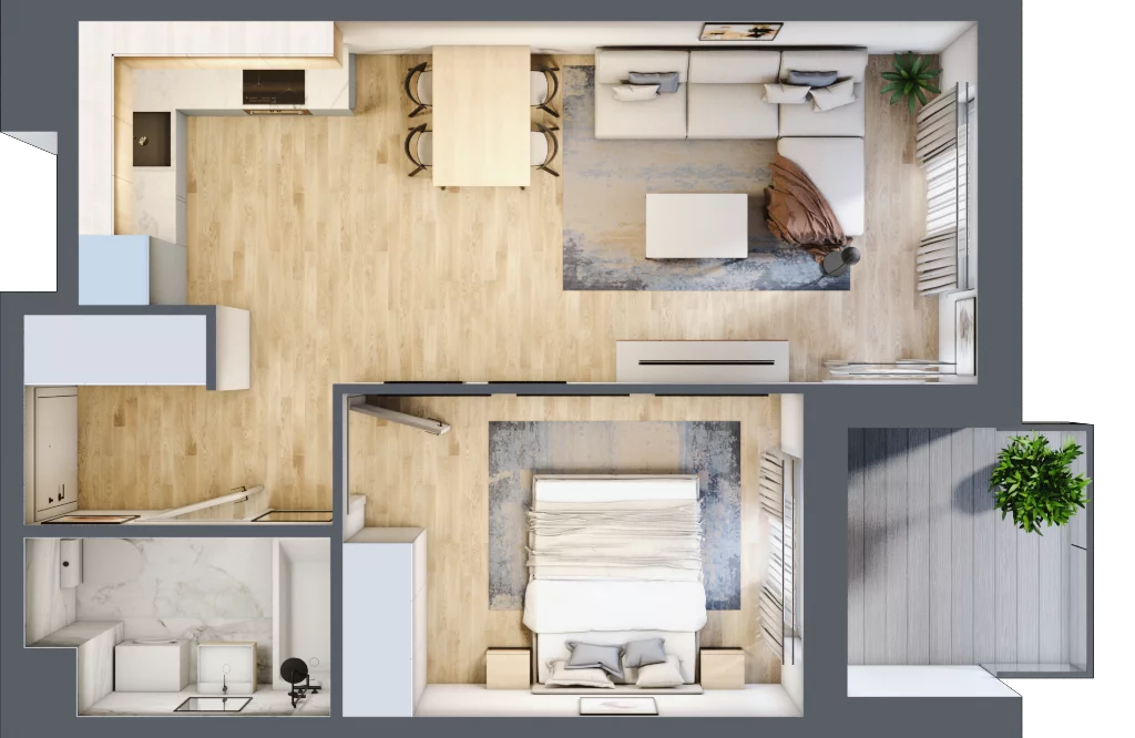 2 pokoje, mieszkanie 42,60 m², piętro 5, oferta nr A/57, Osiedle Międzyleska 3, Wrocław, Tarnogaj, Krzyki, ul. Międzyleska