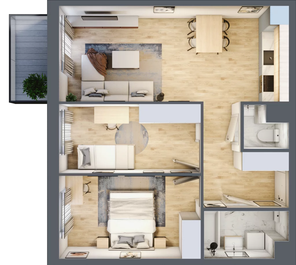 3 pokoje, mieszkanie 57,88 m², piętro 2, oferta nr A/19, Osiedle Międzyleska 3, Wrocław, Tarnogaj, Krzyki, ul. Międzyleska