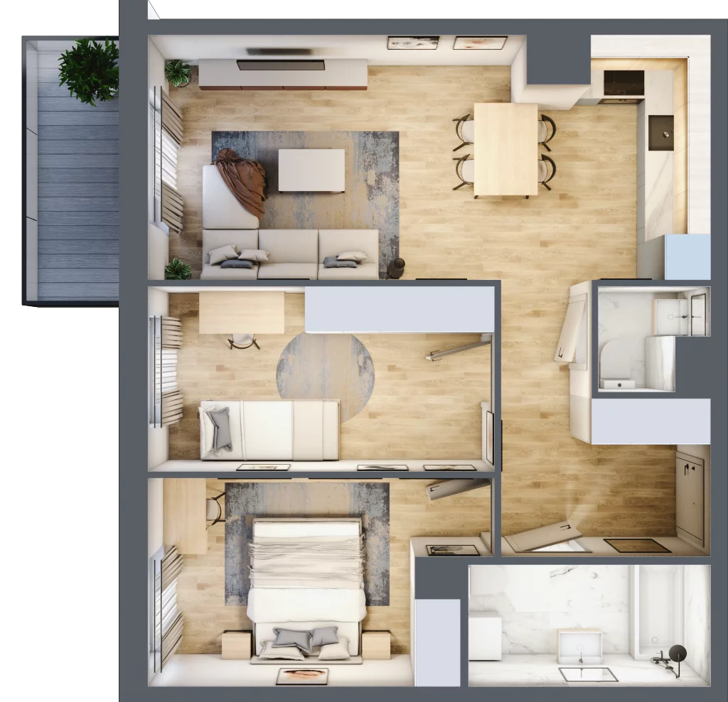 3 pokoje, mieszkanie 60,71 m², piętro 1, oferta nr A/18, Osiedle Międzyleska 3, Wrocław, Tarnogaj, Krzyki, ul. Międzyleska