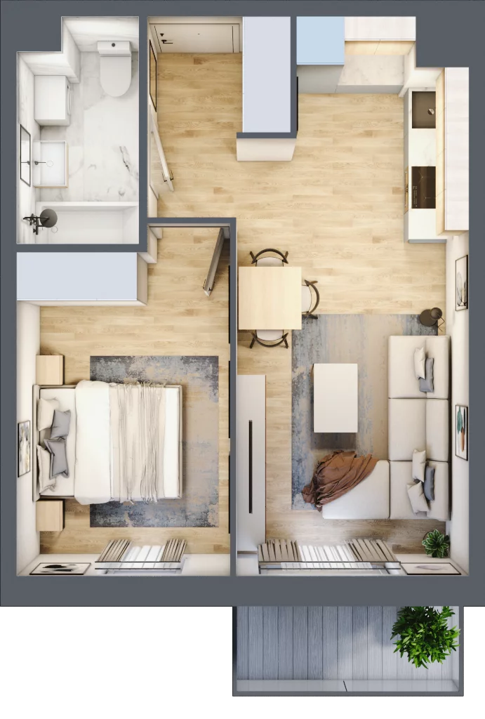 2 pokoje, mieszkanie 38,21 m², piętro 1, oferta nr A/100, Osiedle Międzyleska 3, Wrocław, Tarnogaj, Krzyki, ul. Międzyleska