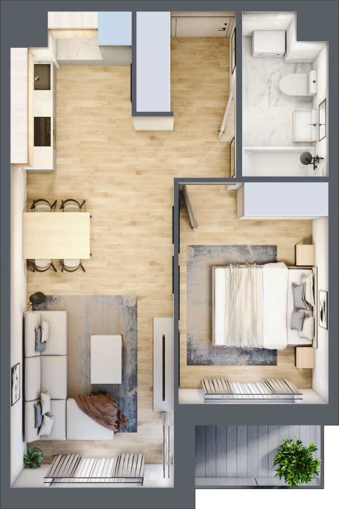 2 pokoje, mieszkanie 42,67 m², piętro 2, oferta nr A/105, Osiedle Międzyleska 3, Wrocław, Tarnogaj, Krzyki, ul. Międzyleska