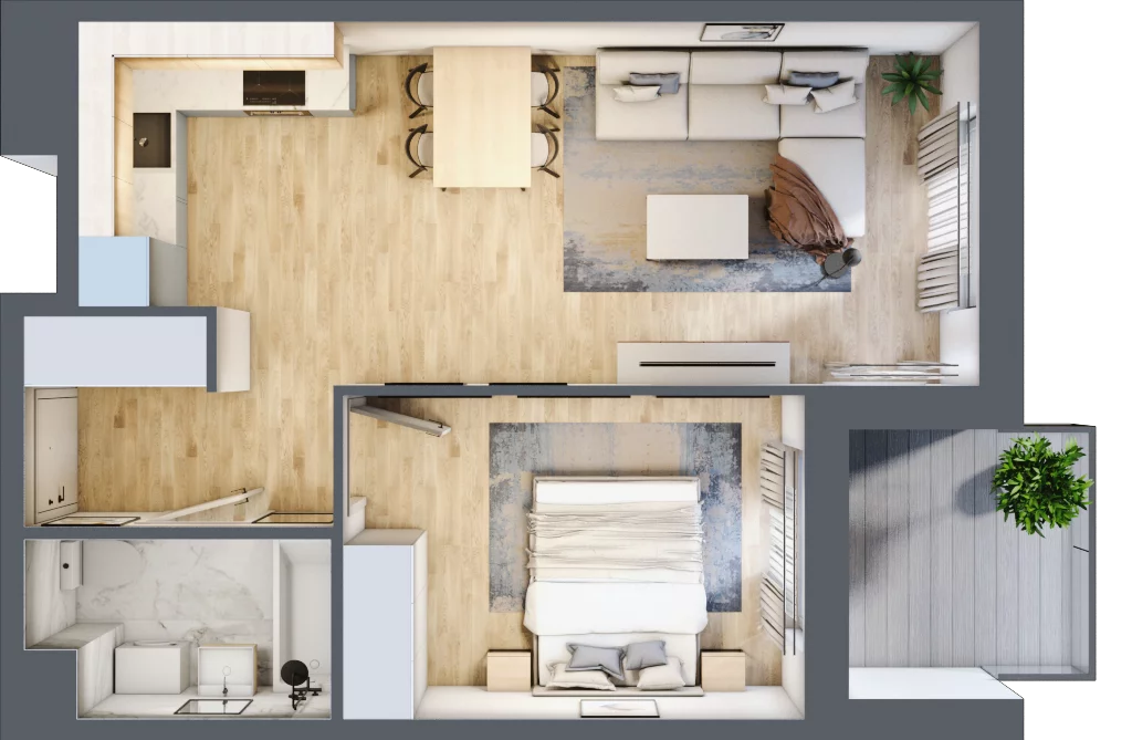 2 pokoje, mieszkanie 42,60 m², piętro 4, oferta nr A/45, Osiedle Międzyleska 3, Wrocław, Tarnogaj, Krzyki, ul. Międzyleska