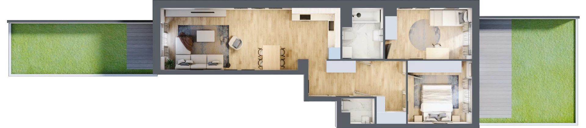 3 pokoje, mieszkanie 69,55 m², parter, oferta nr A/6, Osiedle Międzyleska 3, Wrocław, Tarnogaj, Krzyki, ul. Międzyleska