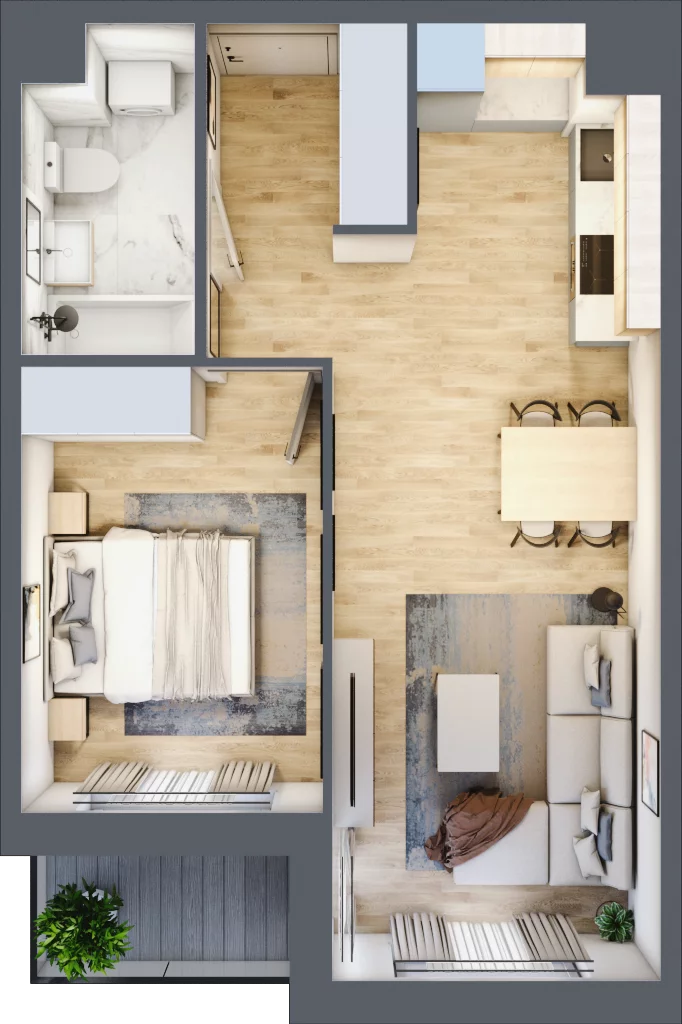 2 pokoje, mieszkanie 42,67 m², piętro 2, oferta nr A/77, Osiedle Międzyleska 3, Wrocław, Tarnogaj, Krzyki, ul. Międzyleska