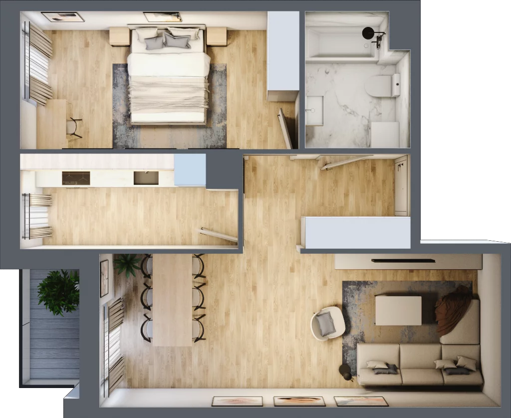 2 pokoje, mieszkanie 54,26 m², piętro 2, oferta nr A/28, Osiedle Międzyleska 3, Wrocław, Tarnogaj, Krzyki, ul. Międzyleska