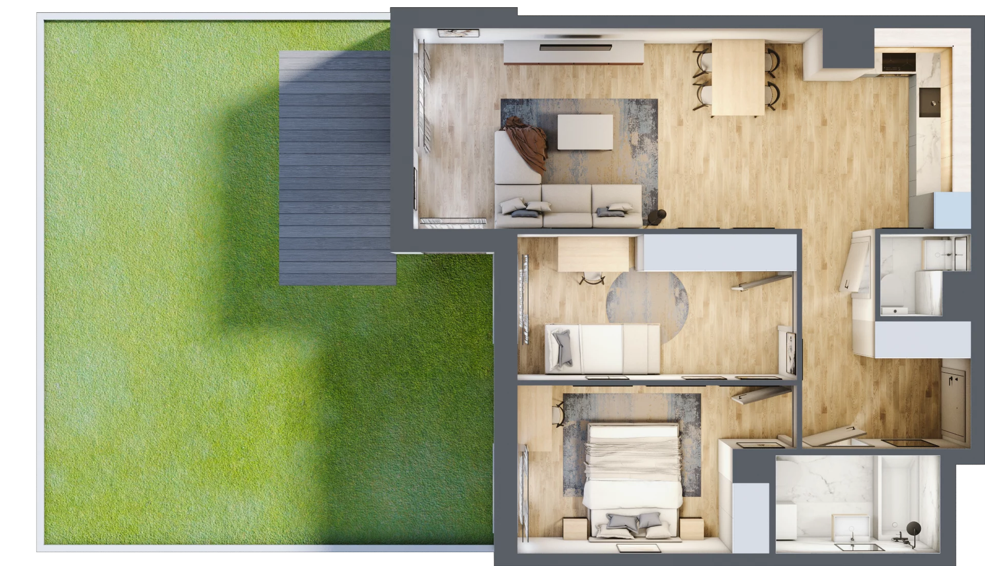 3 pokoje, mieszkanie 65,39 m², parter, oferta nr A/3, Osiedle Międzyleska 3, Wrocław, Tarnogaj, Krzyki, ul. Międzyleska