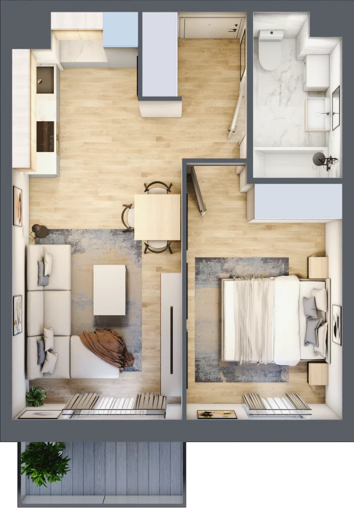 2 pokoje, mieszkanie 38,33 m², piętro 1, oferta nr A/72, Osiedle Międzyleska 3, Wrocław, Tarnogaj, Krzyki, ul. Międzyleska