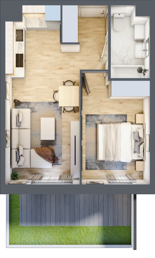 2 pokoje, mieszkanie 38,33 m², parter, oferta nr A/63, Osiedle Międzyleska 3, Wrocław, Tarnogaj, Krzyki, ul. Międzyleska