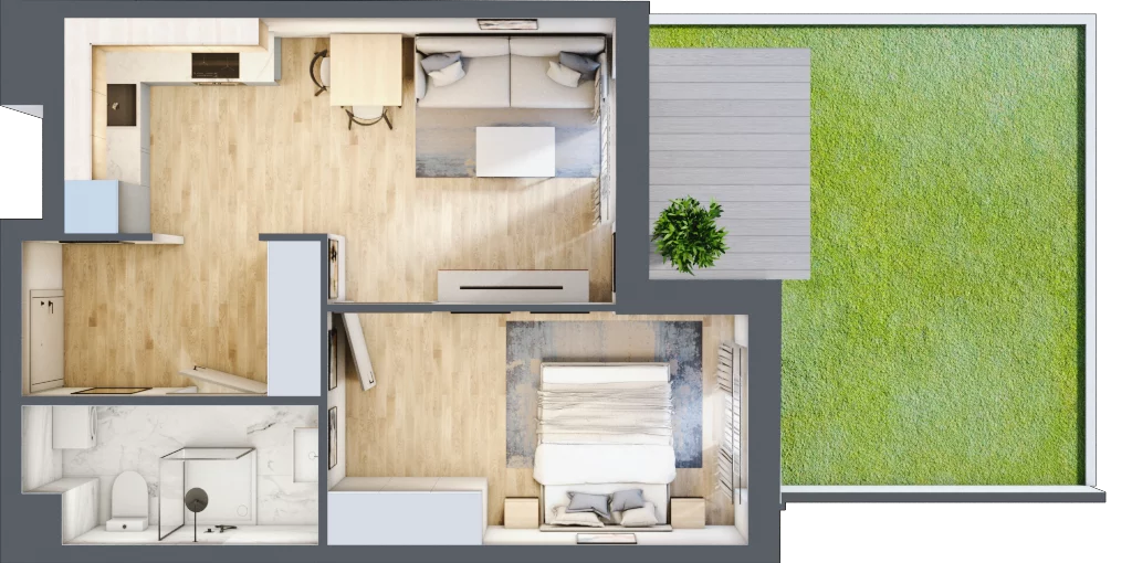 2 pokoje, mieszkanie 41,63 m², parter, oferta nr A/7, Osiedle Międzyleska 3, Wrocław, Tarnogaj, Krzyki, ul. Międzyleska