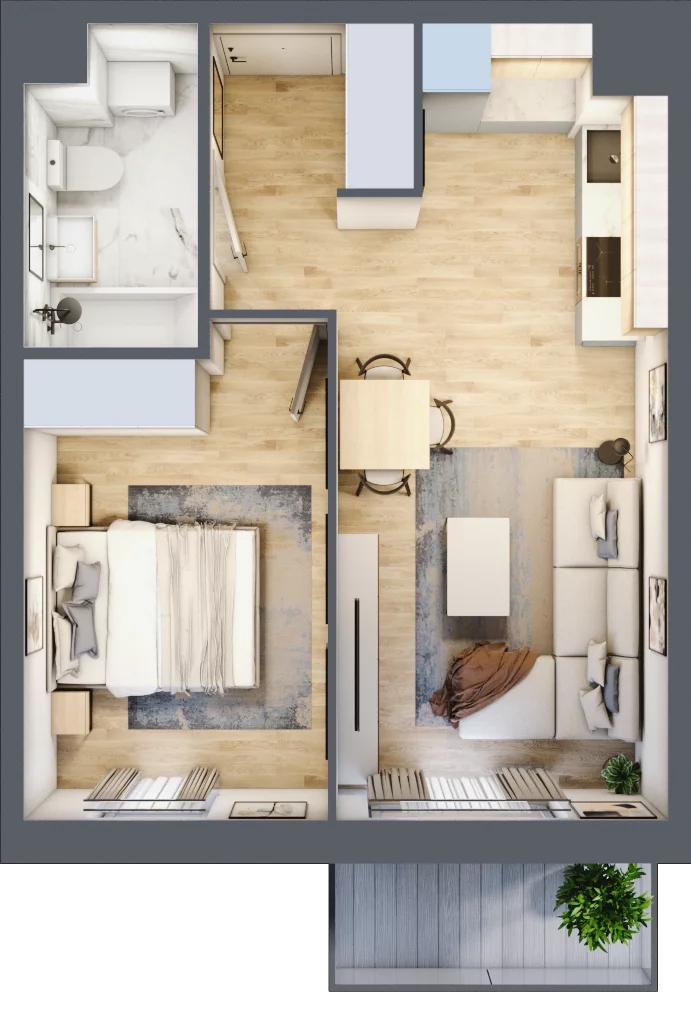 2 pokoje, mieszkanie 38,28 m², piętro 1, oferta nr A/71, Osiedle Międzyleska 3, Wrocław, Tarnogaj, Krzyki, ul. Międzyleska