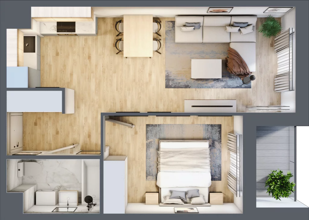 2 pokoje, mieszkanie 42,49 m², piętro 5, oferta nr A/60, Osiedle Międzyleska 3, Wrocław, Tarnogaj, Krzyki, ul. Międzyleska