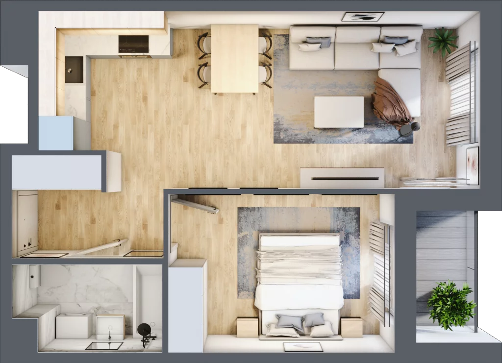 2 pokoje, mieszkanie 42,60 m², piętro 1, oferta nr A/14, Osiedle Międzyleska 3, Wrocław, Tarnogaj, Krzyki, ul. Międzyleska
