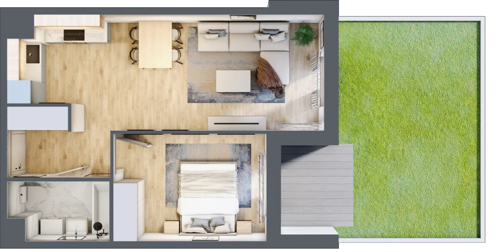 2 pokoje, mieszkanie 42,37 m², parter, oferta nr A/2, Osiedle Międzyleska 3, Wrocław, Tarnogaj, Krzyki, ul. Międzyleska
