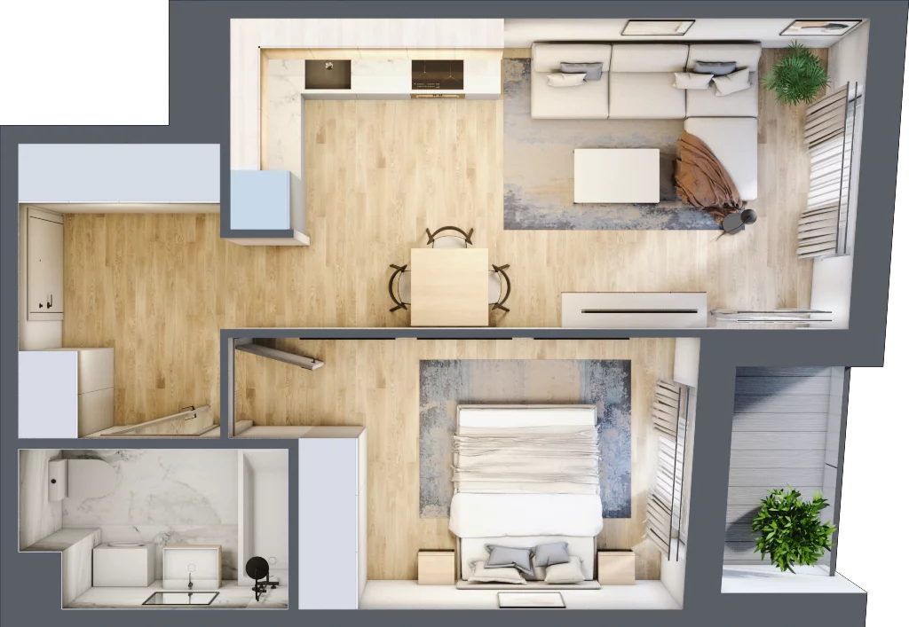 2 pokoje, mieszkanie 42,93 m², piętro 1, oferta nr A/69, Osiedle Międzyleska 3, Wrocław, Tarnogaj, Krzyki, ul. Międzyleska
