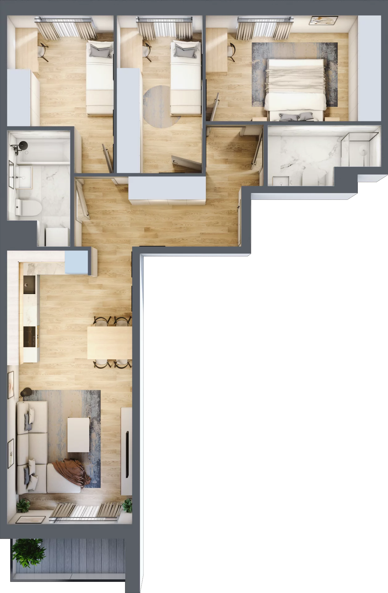 4 pokoje, mieszkanie 73,53 m², piętro 4, oferta nr A/91, Osiedle Międzyleska 3, Wrocław, Tarnogaj, Krzyki, ul. Międzyleska