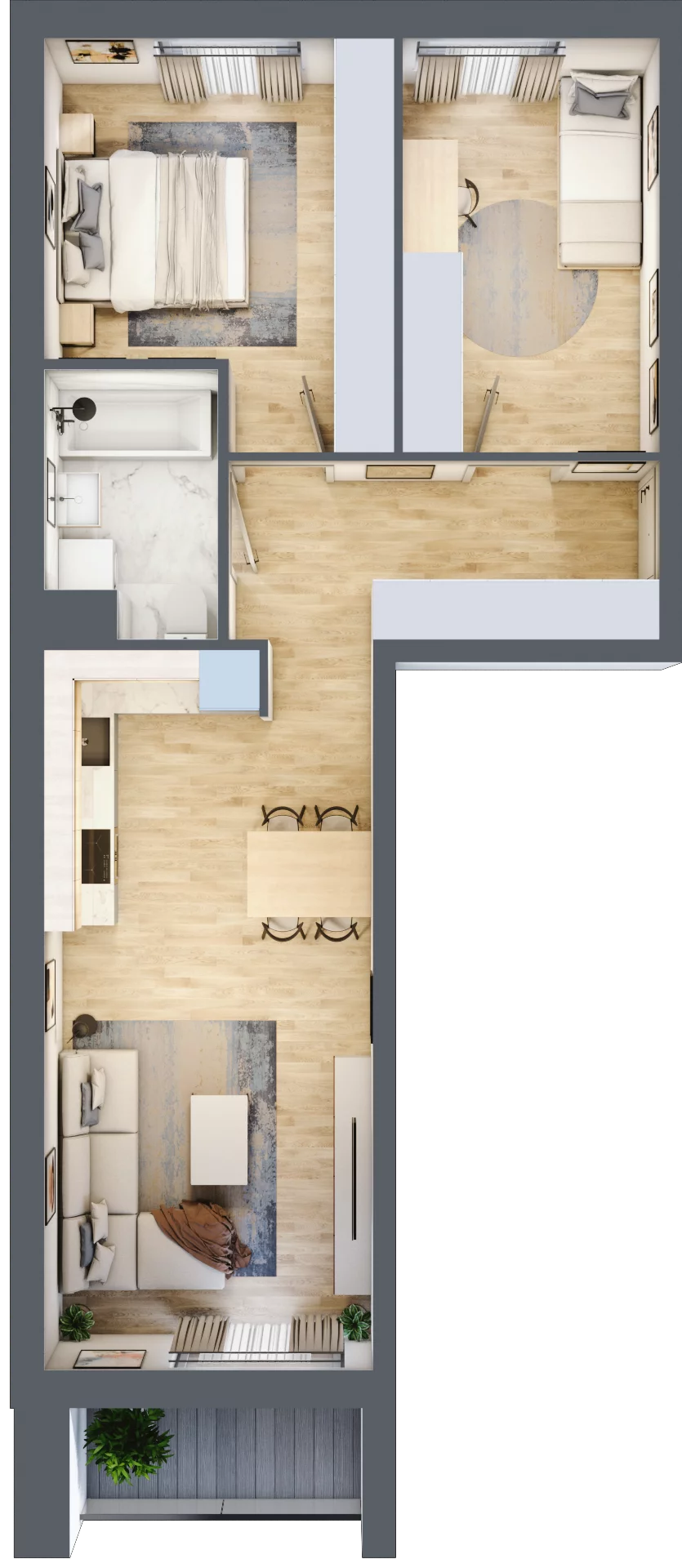 3 pokoje, mieszkanie 59,17 m², piętro 4, oferta nr A/114, Osiedle Międzyleska 3, Wrocław, Tarnogaj, Krzyki, ul. Międzyleska