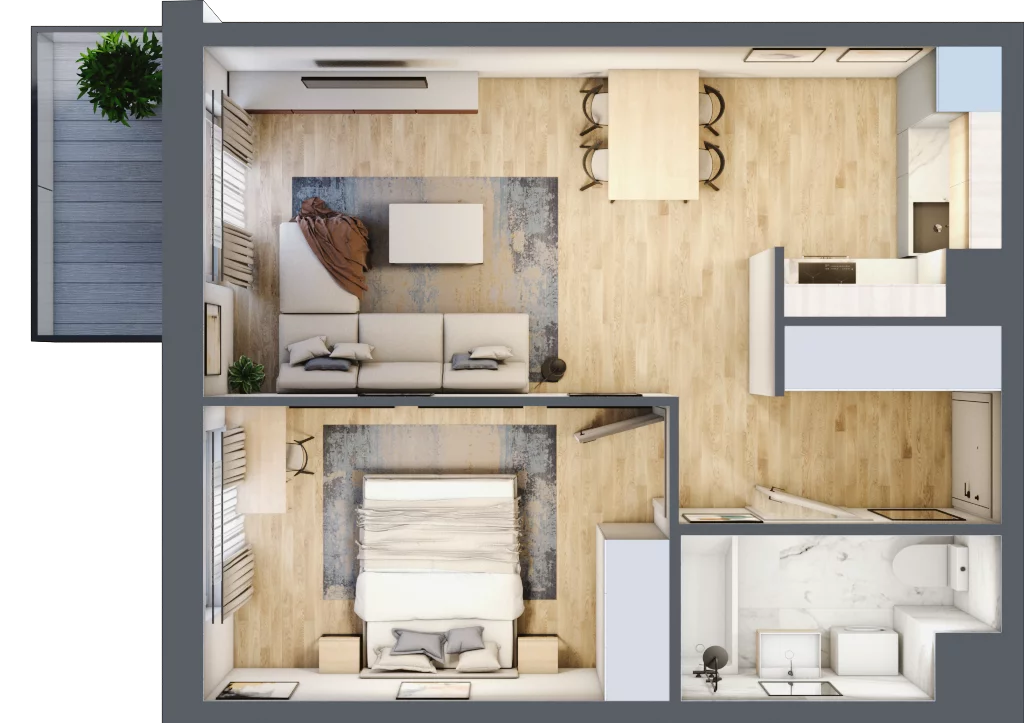 2 pokoje, mieszkanie 43,27 m², piętro 1, oferta nr A/10, Osiedle Międzyleska 3, Wrocław, Tarnogaj, Krzyki, ul. Międzyleska