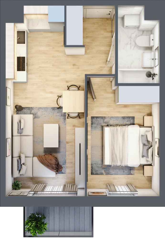 2 pokoje, mieszkanie 38,27 m², piętro 1, oferta nr A/101, Osiedle Międzyleska 3, Wrocław, Tarnogaj, Krzyki, ul. Międzyleska