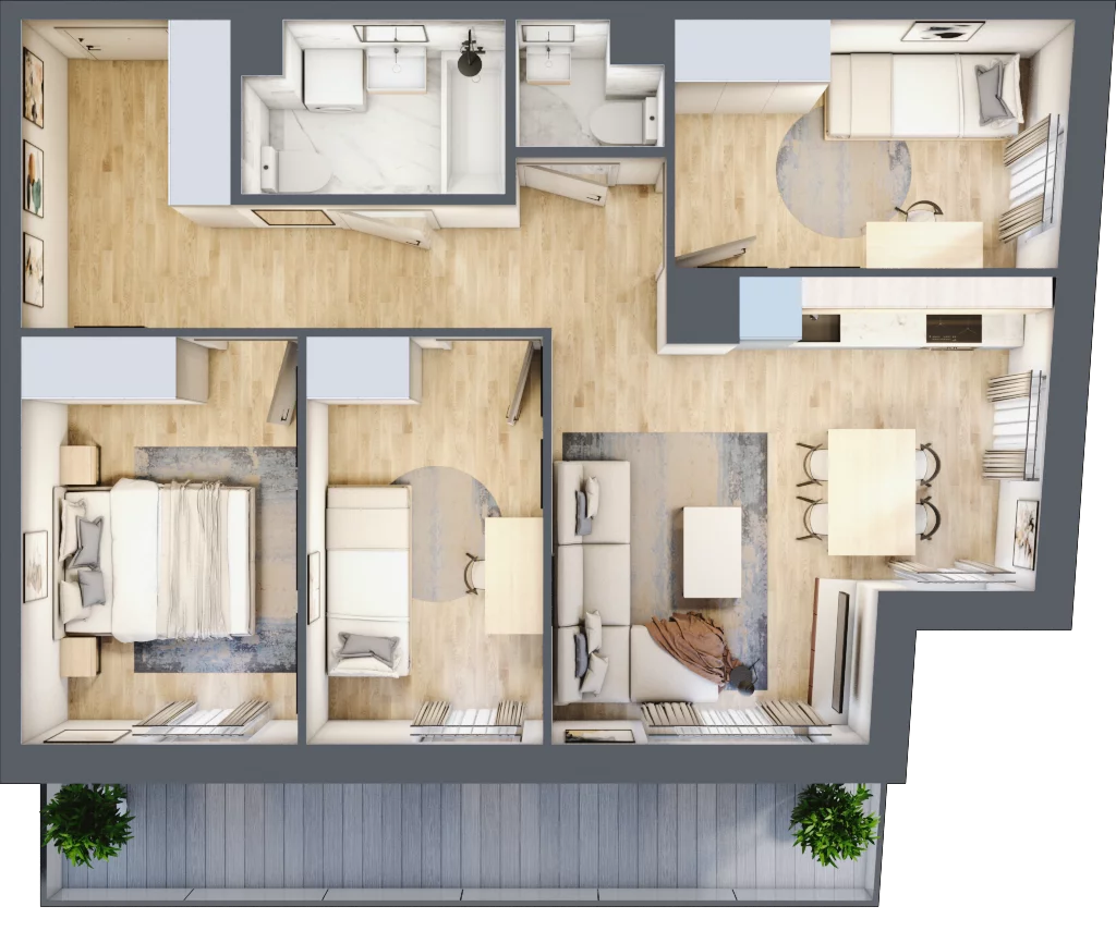 4 pokoje, mieszkanie 64,73 m², piętro 1, oferta nr A/70, Osiedle Międzyleska 3, Wrocław, Tarnogaj, Krzyki, ul. Międzyleska