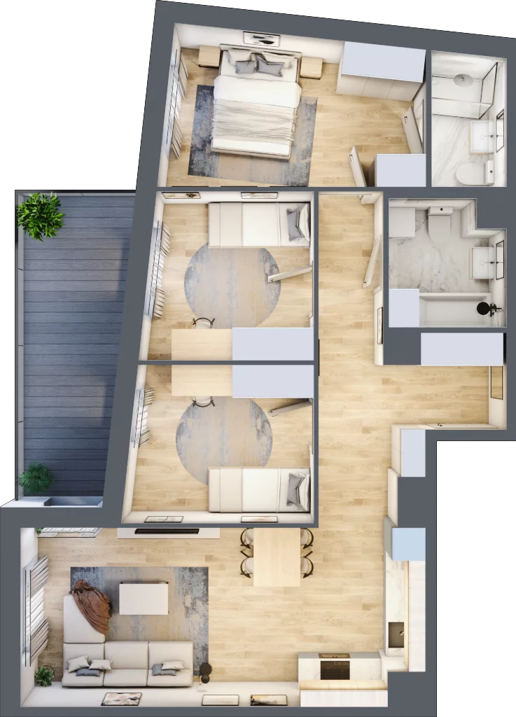 4 pokoje, mieszkanie 76,27 m², piętro 3, oferta nr A/32, Osiedle Międzyleska 3, Wrocław, Tarnogaj, Krzyki, ul. Międzyleska