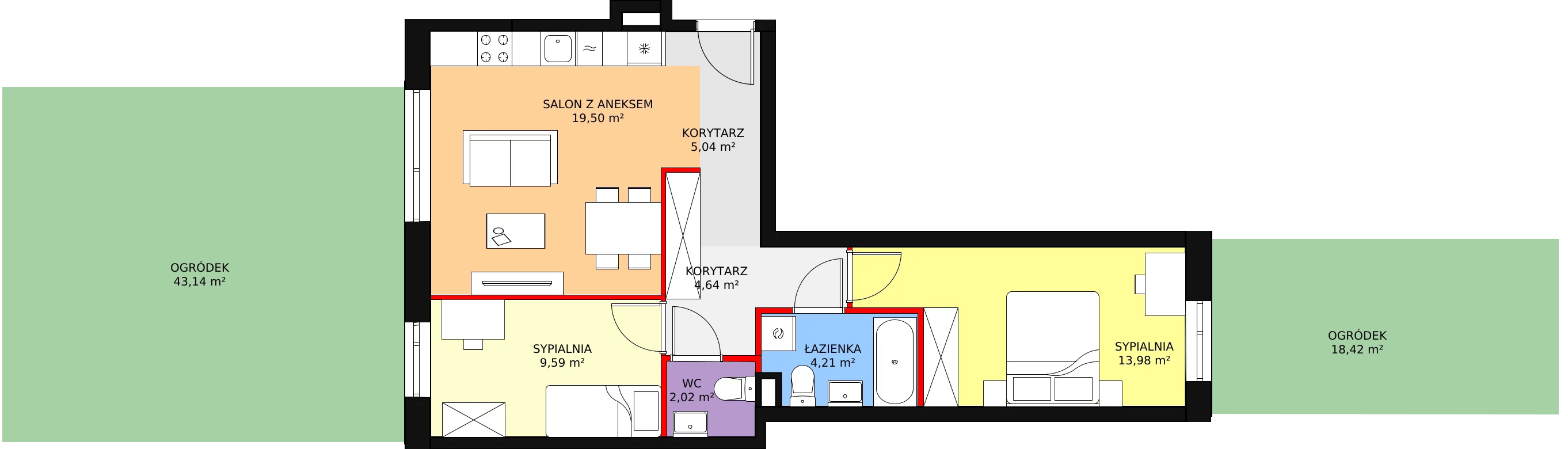 Mieszkanie 60,61 m², parter, oferta nr III/65, Osiedle Krzewna, Warszawa, Targówek, Elsnerów, ul. Krzewna