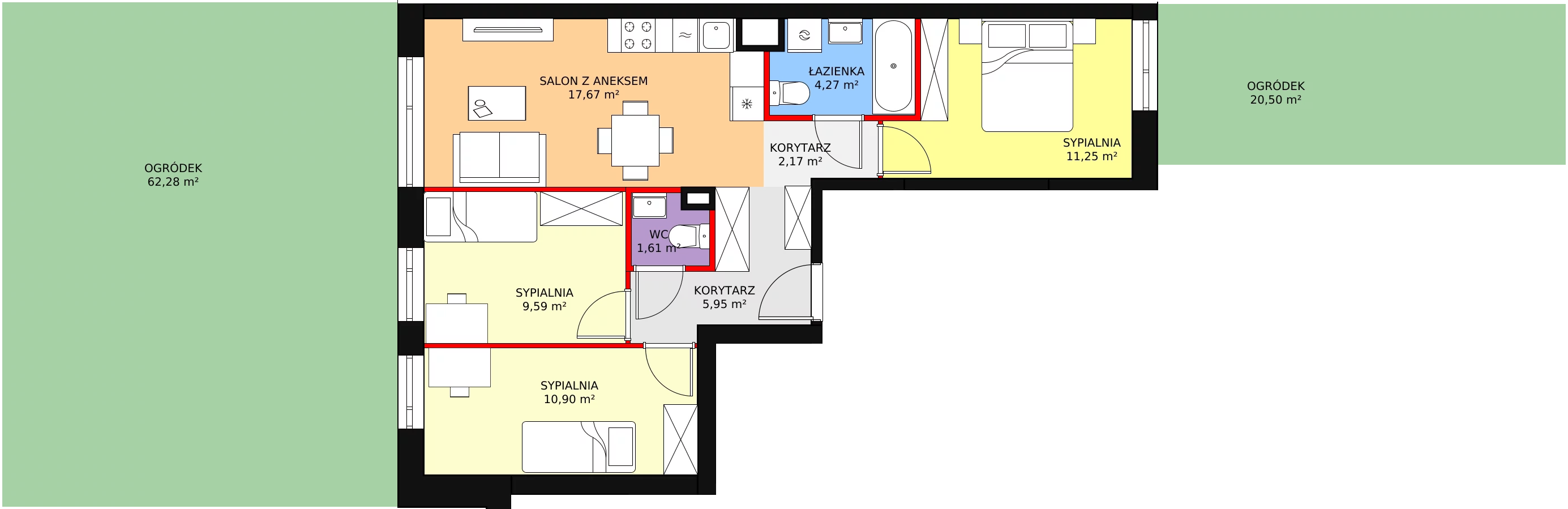 Mieszkanie 65,32 m², parter, oferta nr III/26, Osiedle Krzewna, Warszawa, Targówek, Elsnerów, ul. Krzewna