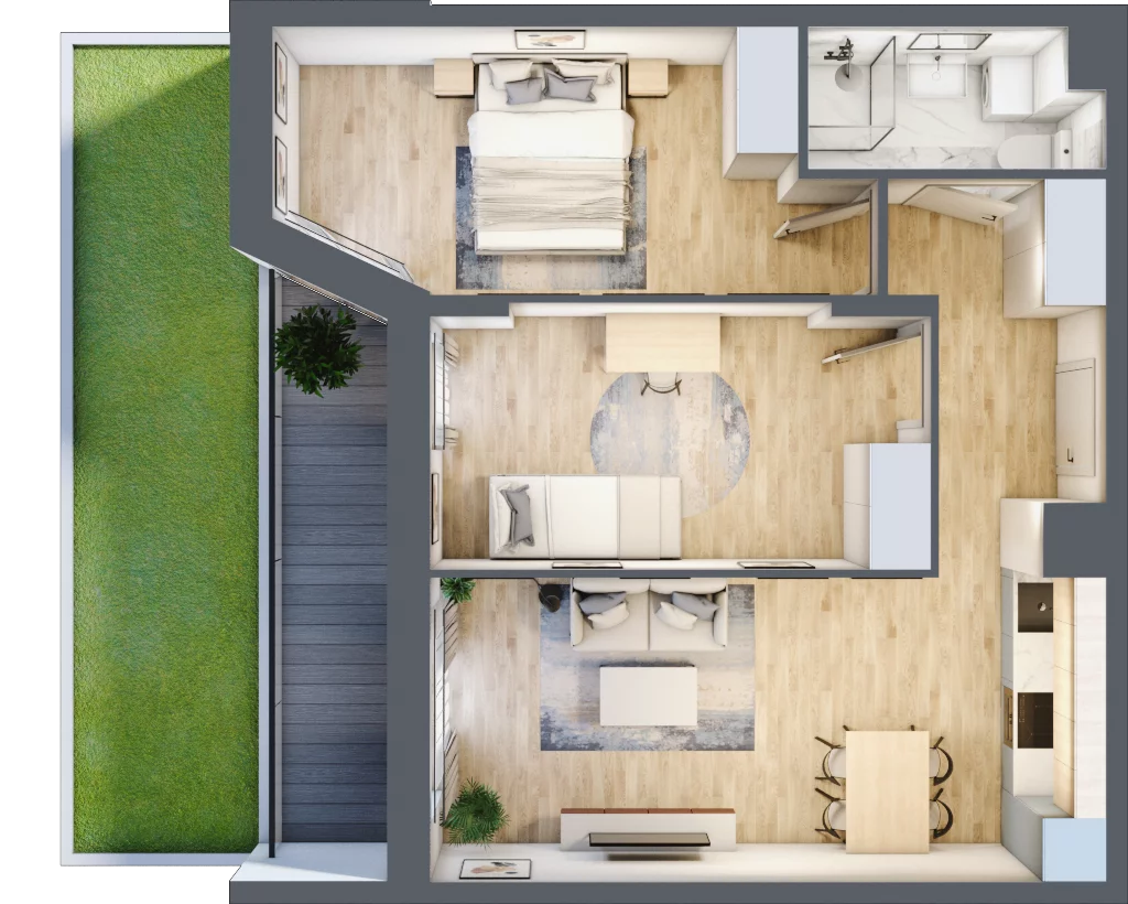 3 pokoje, mieszkanie 54,57 m², parter, oferta nr III/A3, Miasteczko Nova Sfera, Warszawa, Białołęka, Żerań, ul. Marywilska