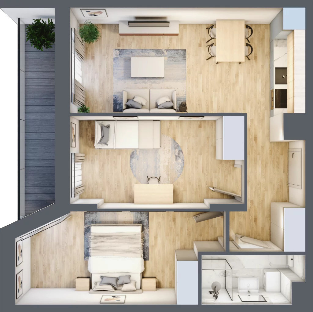 3 pokoje, mieszkanie 54,62 m², piętro 1, oferta nr III/A12, Miasteczko Nova Sfera, Warszawa, Białołęka, Żerań, ul. Marywilska